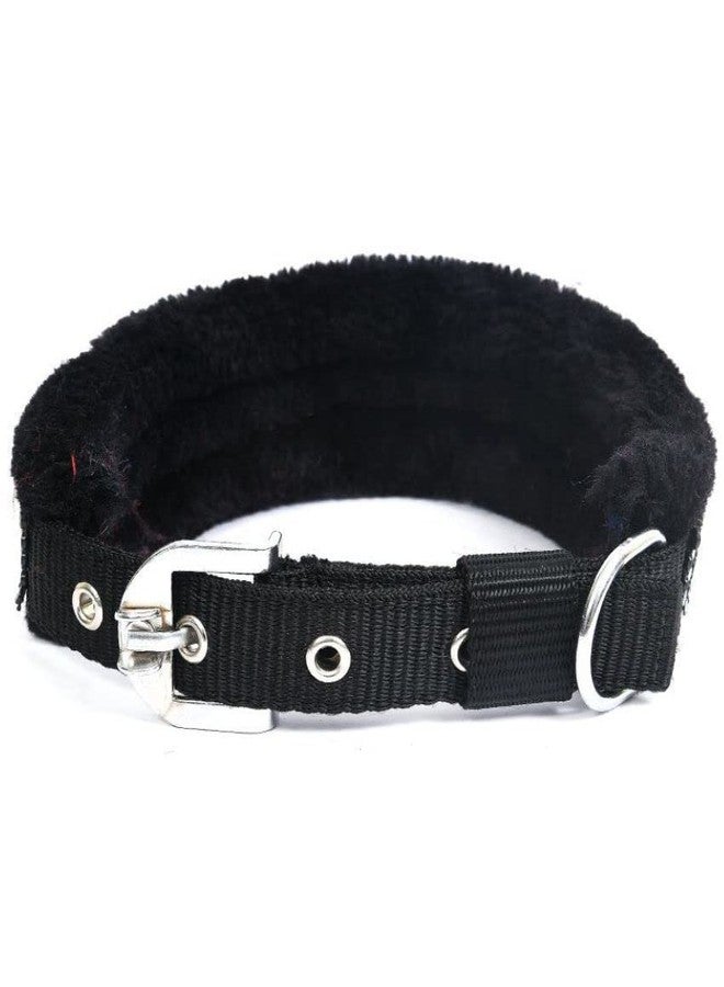 THE DDS STORE Nylon Collar and Leash with Soft Fur, Pet Dog Soft Padded Nylon Dog Collar & Leash -2 Piece Set (Medium, Black) - Image 3